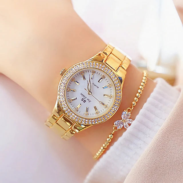 Women Wrist Watches For Ladies Dress Gold Watch Crystal Diamond Women Watches Stainless Steel Silver Clock Montre Femme