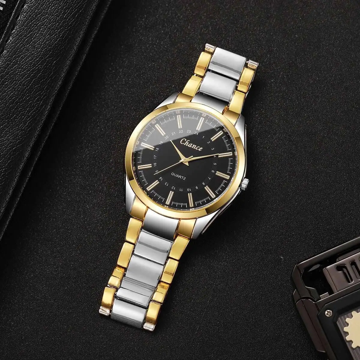 2PCS Fashion Couple Watches Luxury Men Business Watch Women Quartz Wristwatches Clock Gift（Without Box）