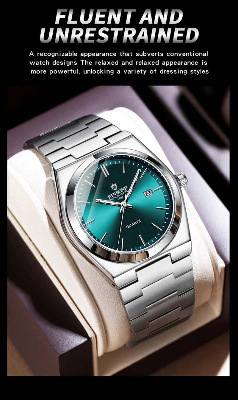 watches for man Light Luxury Brand Stainless Steel Double Calendar Waterproof Male Business Leisure Fashion Quartz Clock Watch