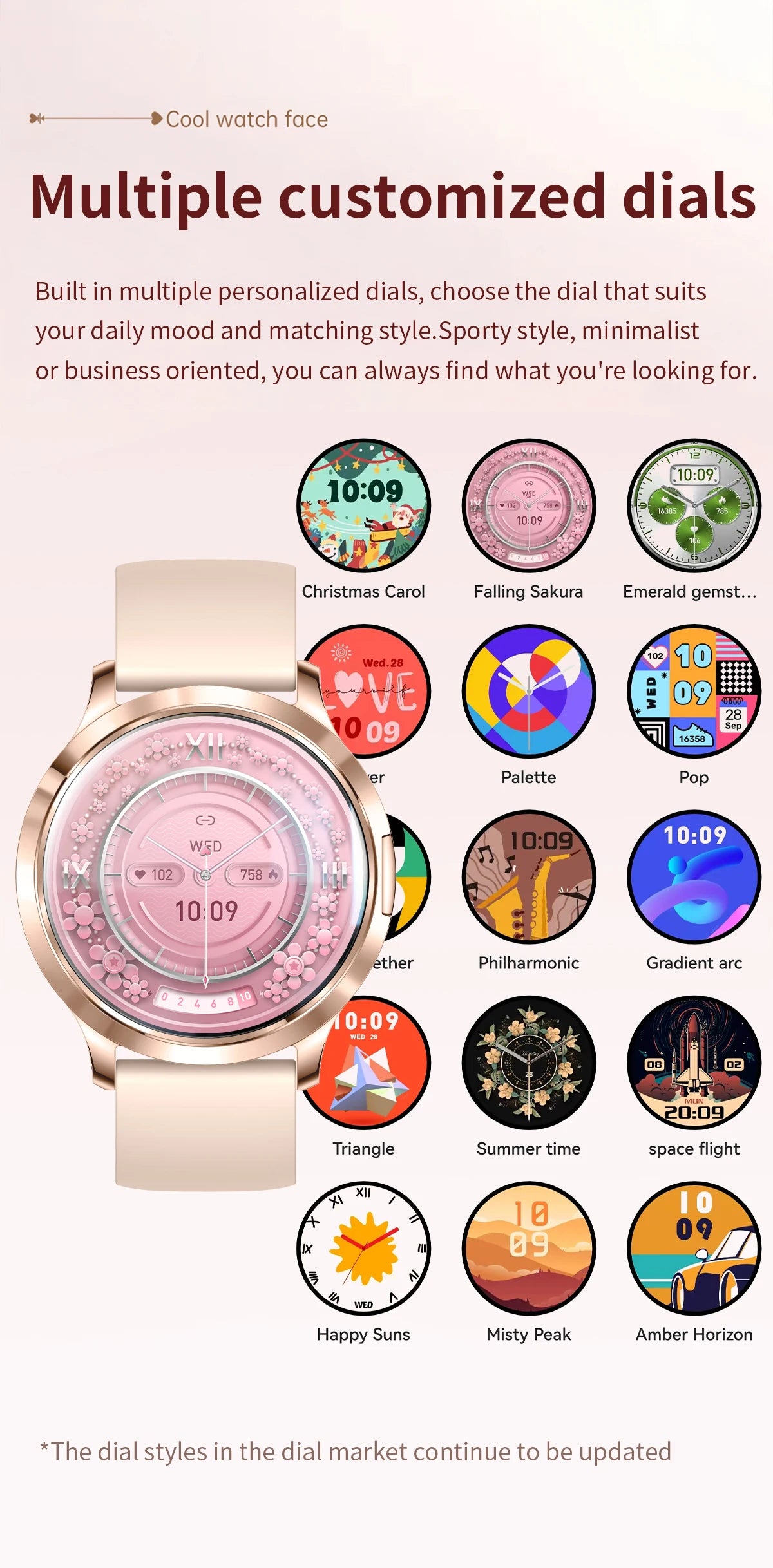 2026New Ladies' Smart Watch AMOLED Display Custom Dial Sport Fitness Health Tracke Waterproof Bracelet Music Digital Clock Women