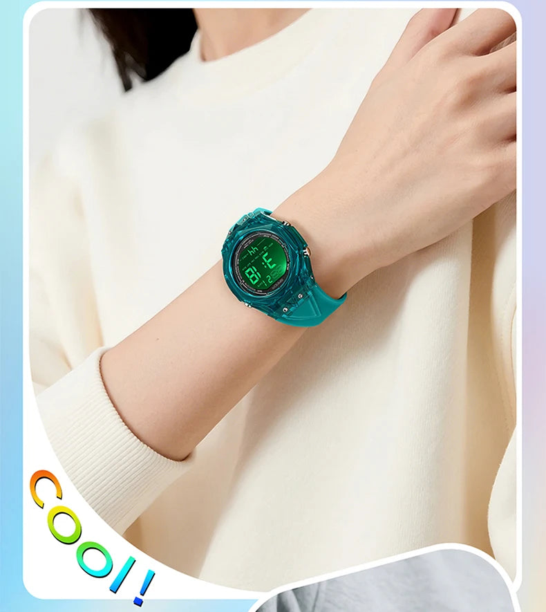 Fashion Women Digital Watches, LED Backlight Design Outdoors Sports Watch Waterproof, Countdown Date Multifunction Wrist watch
