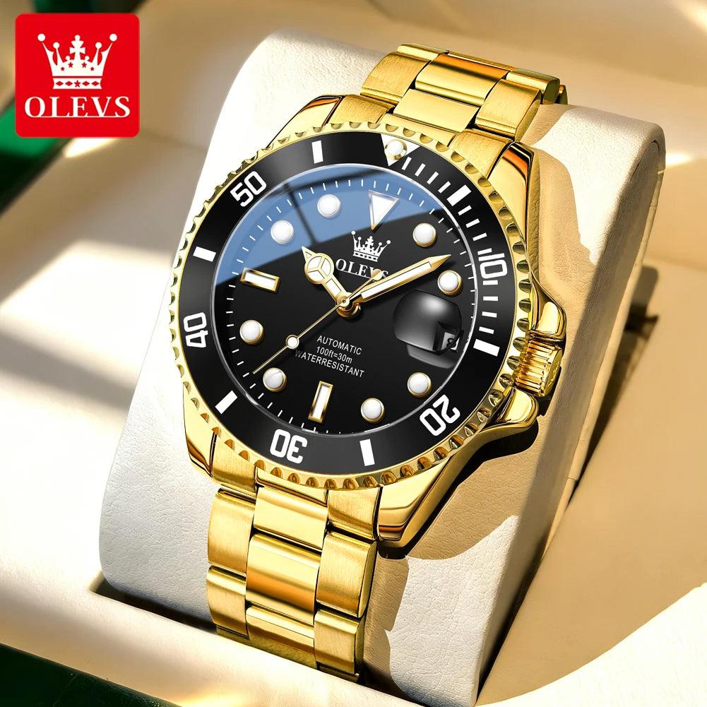 OLEVS 6650 Luxury Business Automatic Men's Watches Waterproof Luminous Stainless Steel Mechanical Wristwatch for Man