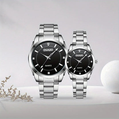 2pcs/set Couple Watch, Luxurious Stainless Steel Couple's Wristwatches,Quartz Watches,Valentine's Day Gifts, Women Gift