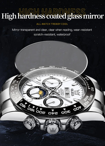 OLEVS 6654 Top Brand Men's Watches Classic Fashion Automatic Mechanical Watch for Man Complete Calendar Moon Phase Waterproof