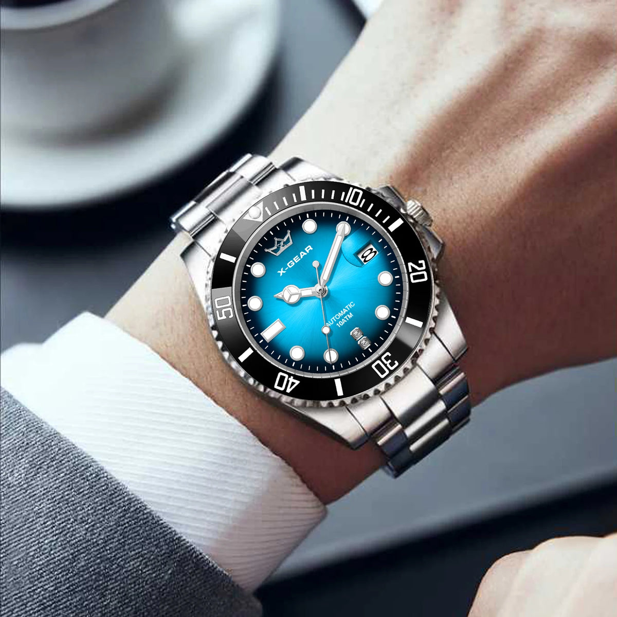 2026 New Men Automatic Mechanical Watches Stainless Steel Waterproof Watch  Water Ghost Luminous Dive Watch with Ceramic Bezel