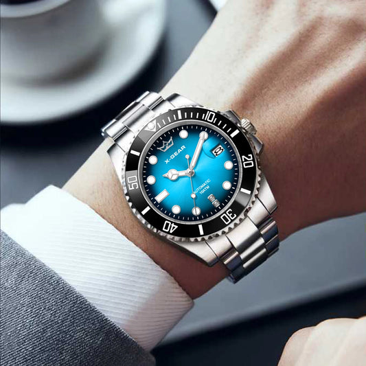 2026 New Men Automatic Mechanical Watches Stainless Steel Waterproof Watch  Water Ghost Luminous Dive Watch with Ceramic Bezel