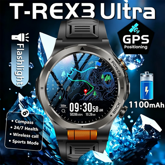 2026 model 1100-mAh men's smartwatch, 1.43-inch large screen, wireless calling function, compass, and IPX8-3ATM  sports watch