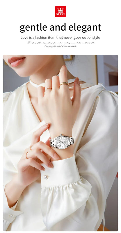 OLEVS 3666 Couple Watch Luxury Original Fashion Brand Waterproof Luminous Quartz Watch Man And Woman Watches Calendar Design