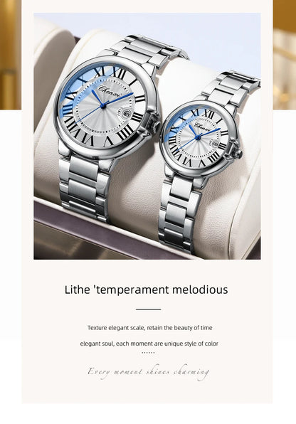 CHENXI 039 Couple Exquisite Watch Quartz Top Brand Luxury Fashion Stainless Steel Silver White Male and Female Couple Watch Gift