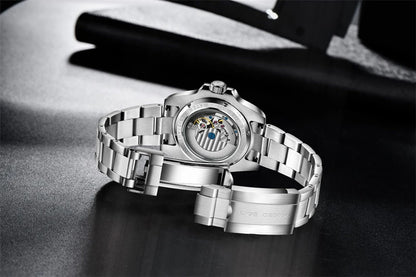 LIGE Top Brand Vintage Mechanical Watches Men Fashion Business Luxury Mens Watch Waterproof Luminous Automatic Wristwatch Reloj