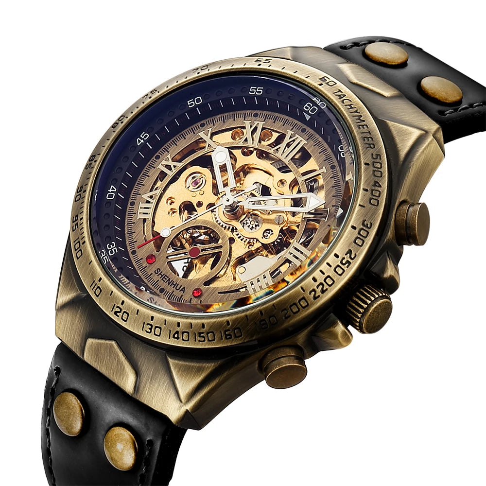 Wrist Watch For Men Waterproof Automatic Mechanical Watch Men's watch Retro montre homme with Genuine Leather relogio masculino