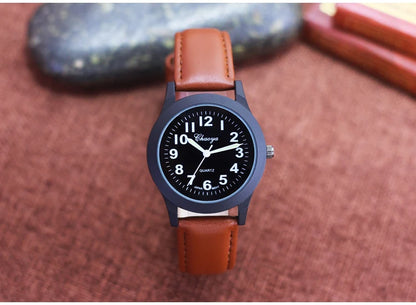 2026 new simple fashion leather strap watches for woman man children boys young students 12hours quartz waterproof watches clock