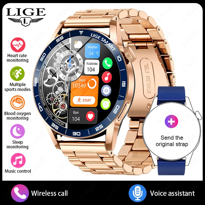 LIGE 2026 New Smartwatch Men For Android iOS Phone 1.38" HD Bluetooth Call Heart Rate Monitor Waterproof Sport Smart Watch Women