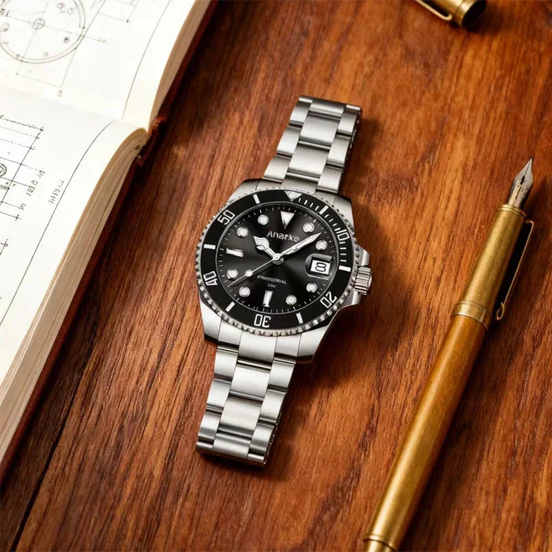 2025 New Men Luxury Sports Watches Quartz Wristwatches Waterproof Stainless Steel Strap Luminous Auto Date Casual Dress Watch