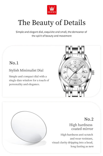 OLEVS 3666 Couple Watch Luxury Original Fashion Brand Waterproof Luminous Quartz Watch Man And Woman Watches Calendar Design