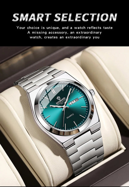 watches for man Light Luxury Brand Stainless Steel Double Calendar Waterproof Male Business Leisure Fashion Quartz Clock Watch