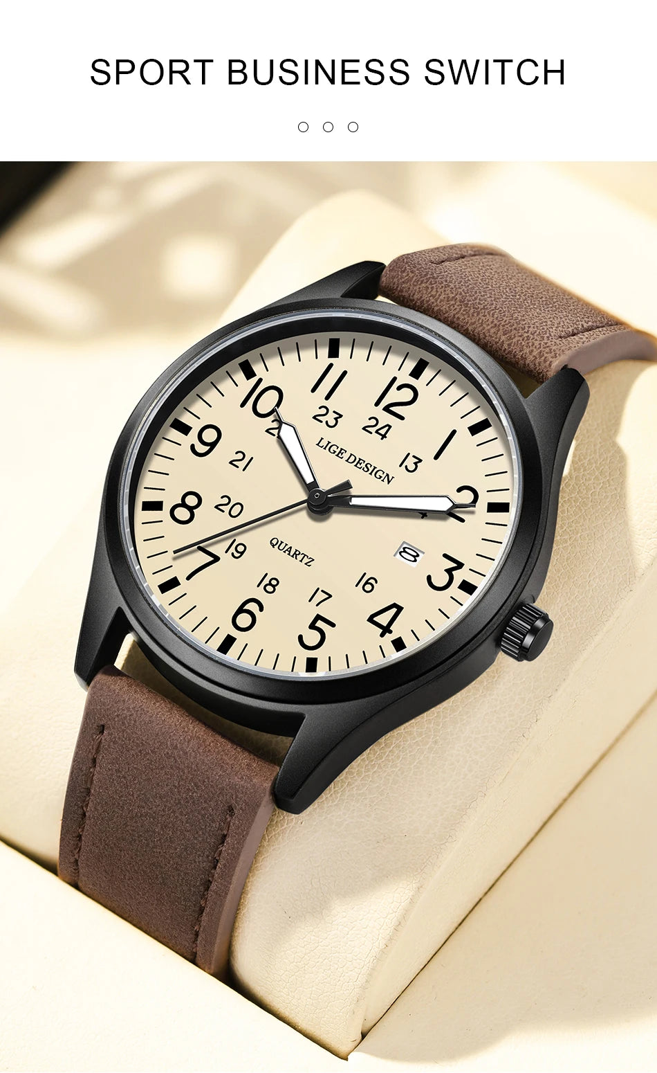 New Fashion LIGE Fashion Man Watch Outdoor Casual Sport Classic Auto Date Waterproof Luminous Quartz Watches Male Wear-resistant