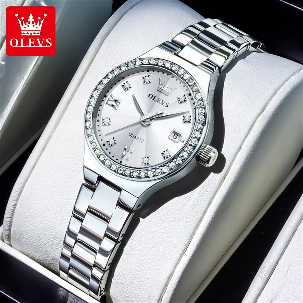 OLEVS 2026 New Women's Wristwatch Elegant Luxury Quartz Watch For Women Fashion Waterproof Watches Stainless Steel Ladies Clock