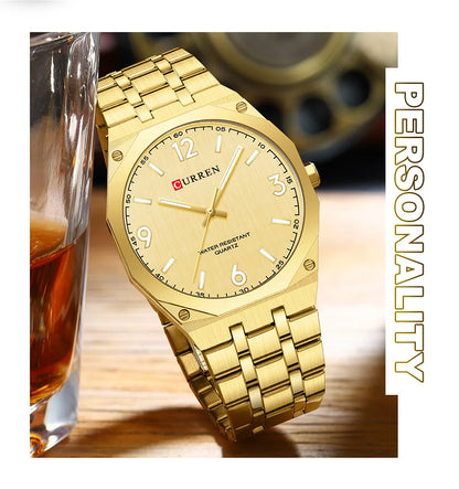 2026 Male Fashion Men Quartz Watch Stainless Steel Band Luminous Business Casual Wristwatch Octagonal Bezel Mineral Glass Dial