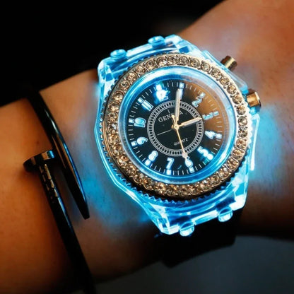 Luminous Fashion Colorful LED Glowing Watches For Men And Women Student Watches Fluorescent Quartz Watches