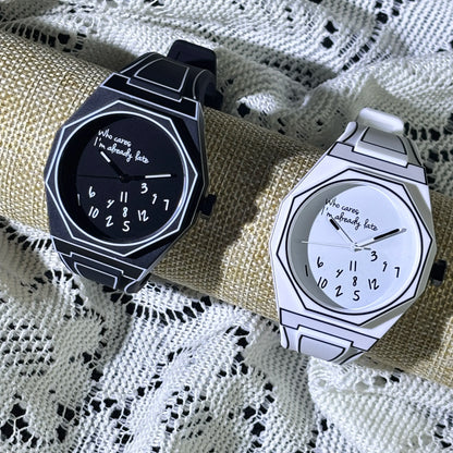 Modern Sketch 2D White Comic Watch Men's Watches Casual Fashion Design for Holiday Gifts Christmas & Halloween Exquisite Gifts