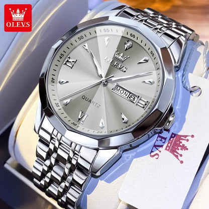 OLEVS 9998 Couple Watch Luxury Men Women Quartz Watch Dual Calendar Clock Waterproof Men's Women's Dating Couple Watch Set Gift