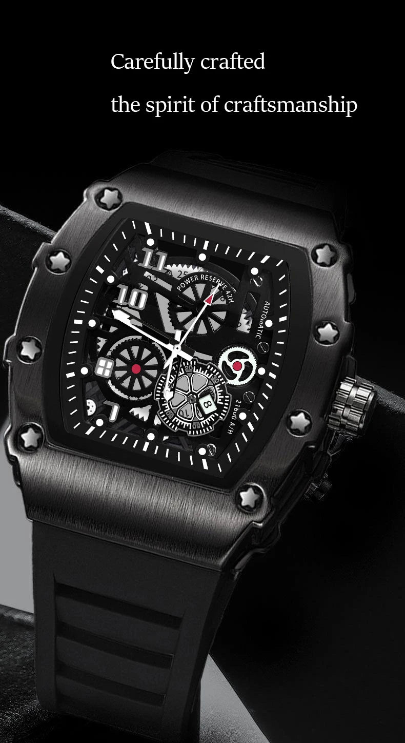 Men's Watch Sports Brand Fashion Trend Fully Automatic Quartz Wristwatch Hollow Waterproof Black Warrior Male Clock Watches