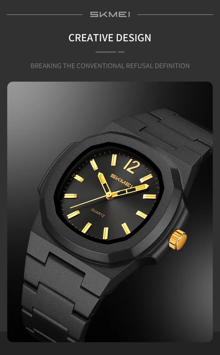 Skmei Bracelet Watches for Mens Analog Display 50M Waterproof Simple Style Quartz Wristwatch