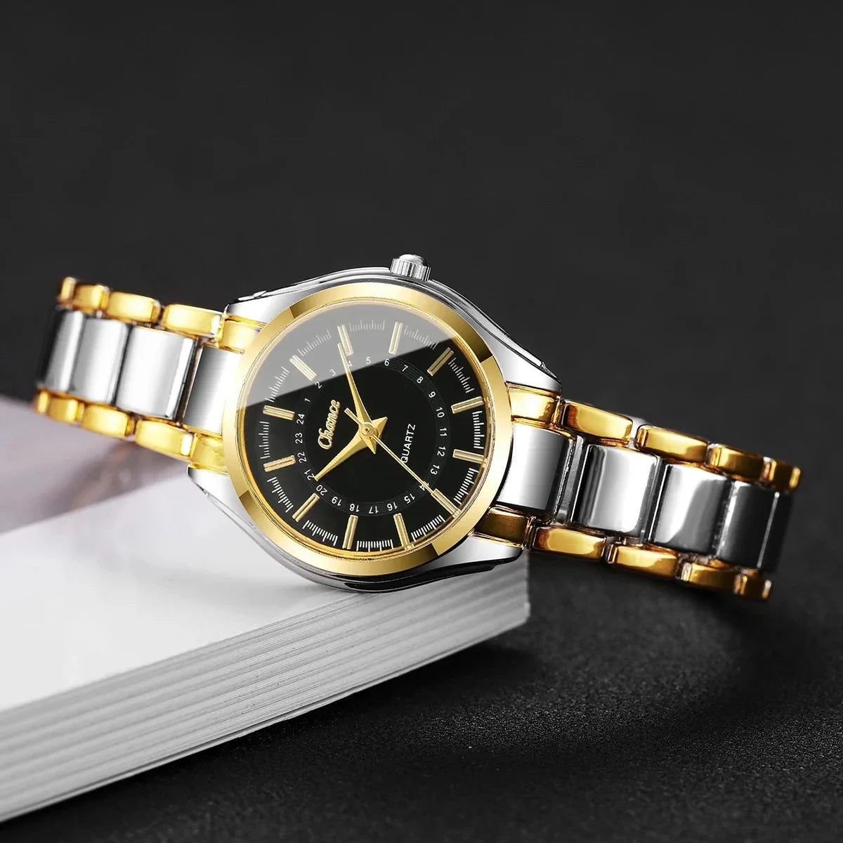 2PCS Fashion Couple Watches Luxury Men Business Watch Women Quartz Wristwatches Clock Gift（Without Box）