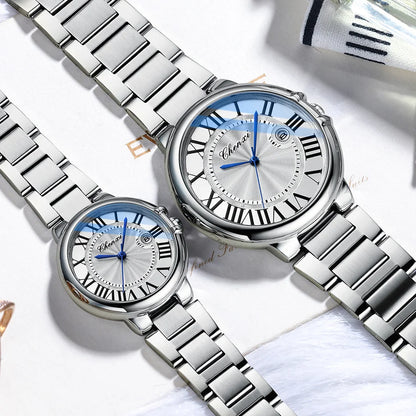 CHENXI 039 Couple Exquisite Watch Quartz Top Brand Luxury Fashion Stainless Steel Silver White Male and Female Couple Watch Gift