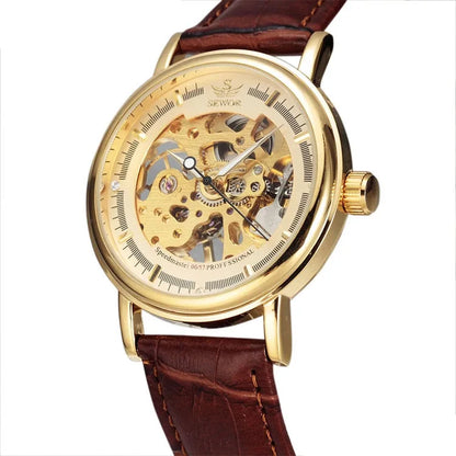 Fashion Men Mechanical Wristwatch, PU Leather Band, Mineral Reinforced Glass Mirror,BusinessCasual Male Wrist Watch forDaily Use