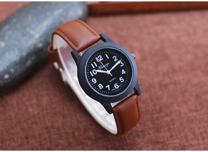 2026 new simple fashion leather strap watches for woman man children boys young students 12hours quartz waterproof watches clock