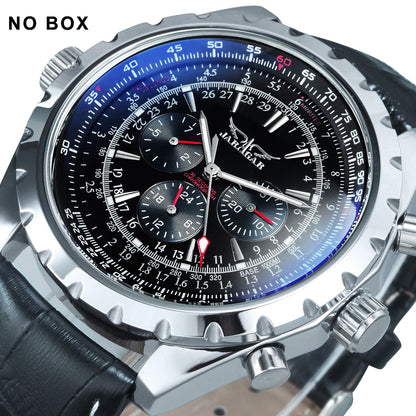 JARAGAR Sports Mens Watches Top Brand Luxury Automatic Mechanical Watch for Men Leather Steel Strap Military Wristwatches Gifts