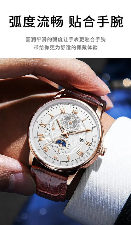 2024 Men Watch Fashion Top Luxury Sport Men's Wristwatch Waterproof Luminous Leather Date Quartz Watches Man Clock