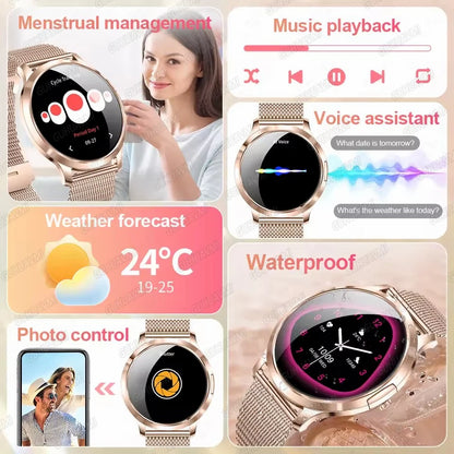 2026New Ladies' Smart Watch AMOLED Display Custom Dial Sport Fitness Health Tracke Waterproof Bracelet Music Digital Clock Women
