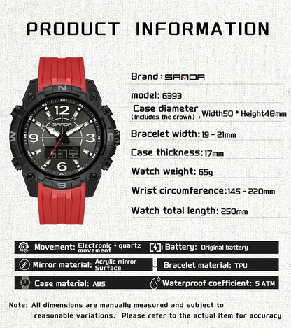 SANDA Sports Watches Men LED Watch New Waterproof Digital Wrist Watches Shockproof Sports Watches for Man Electrionic Clock
