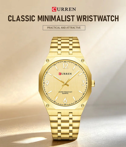 2026 Male Fashion Men Quartz Watch Stainless Steel Band Luminous Business Casual Wristwatch Octagonal Bezel Mineral Glass Dial