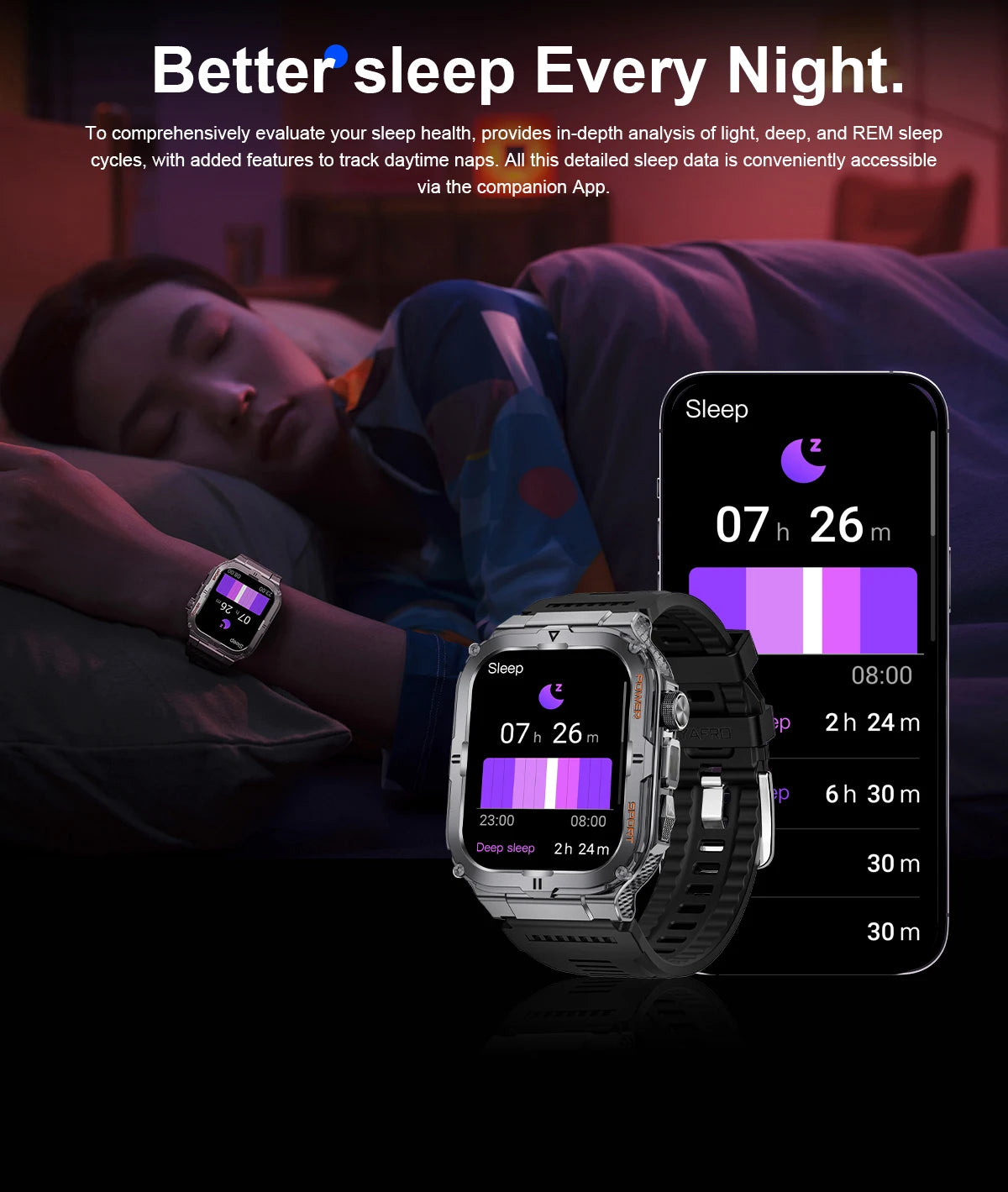 2026 New Men's Smart Watch LED Flashlight IP68 waterproof Outdoor Sports Watch Health Monitoring Fitness tracker for IOS Android