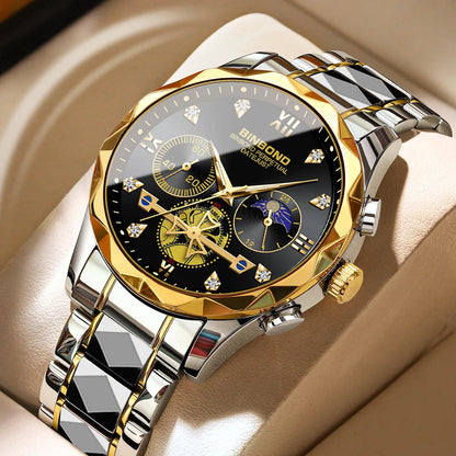 Multi Functional Quartz Watch, Versatile and Trendy Watch, Six Needle Timing, Casual and Trendy Men's Tungsten Steel Color