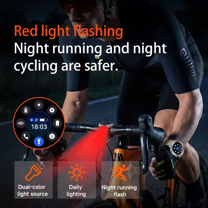 2026 Men SportsWatch, 1.7' Round HD Screen, 1400mAh, Dual LED (SOS Red+White), 120+ Sports, IPX8 Waterproof, Wireless Call, Gift