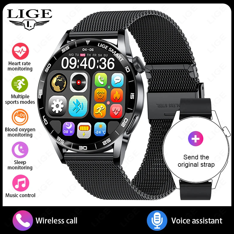 LIGE 2026 New Smartwatch Men For Android iOS Phone 1.38" HD Bluetooth Call Heart Rate Monitor Waterproof Sport Smart Watch Women