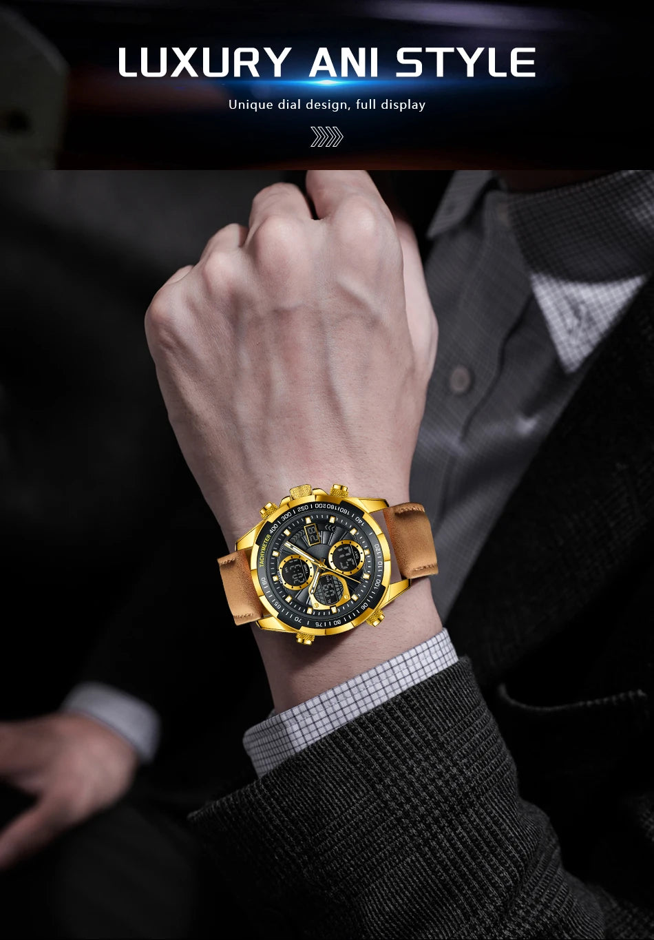 LIGE Top Watches for Men Leather Men Military Sport Waterproof Watch Quartz WristWatch Chronograph Male Clock