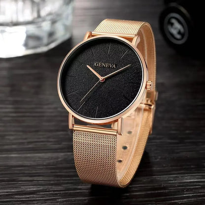 2025 Women's Watch Vintage Classic Fashion Dial Casual Steel Strip Strap Gold Rose Feminine Casual Quartz Wristwatch