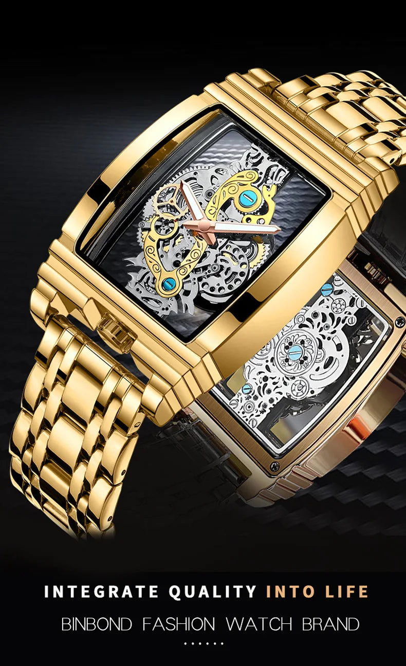 Hot Fashion Men Watch Top Brand Luxury Business Quartz Mens Watches Waterproof Hollow Out Wristwatch Men Gold Relogio Masculino