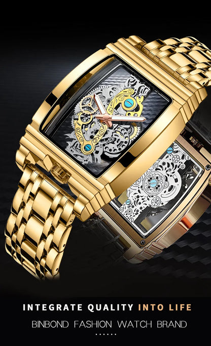 Hot Fashion Men Watch Top Brand Luxury Business Quartz Mens Watches Waterproof Hollow Out Wristwatch Men Gold Relogio Masculino