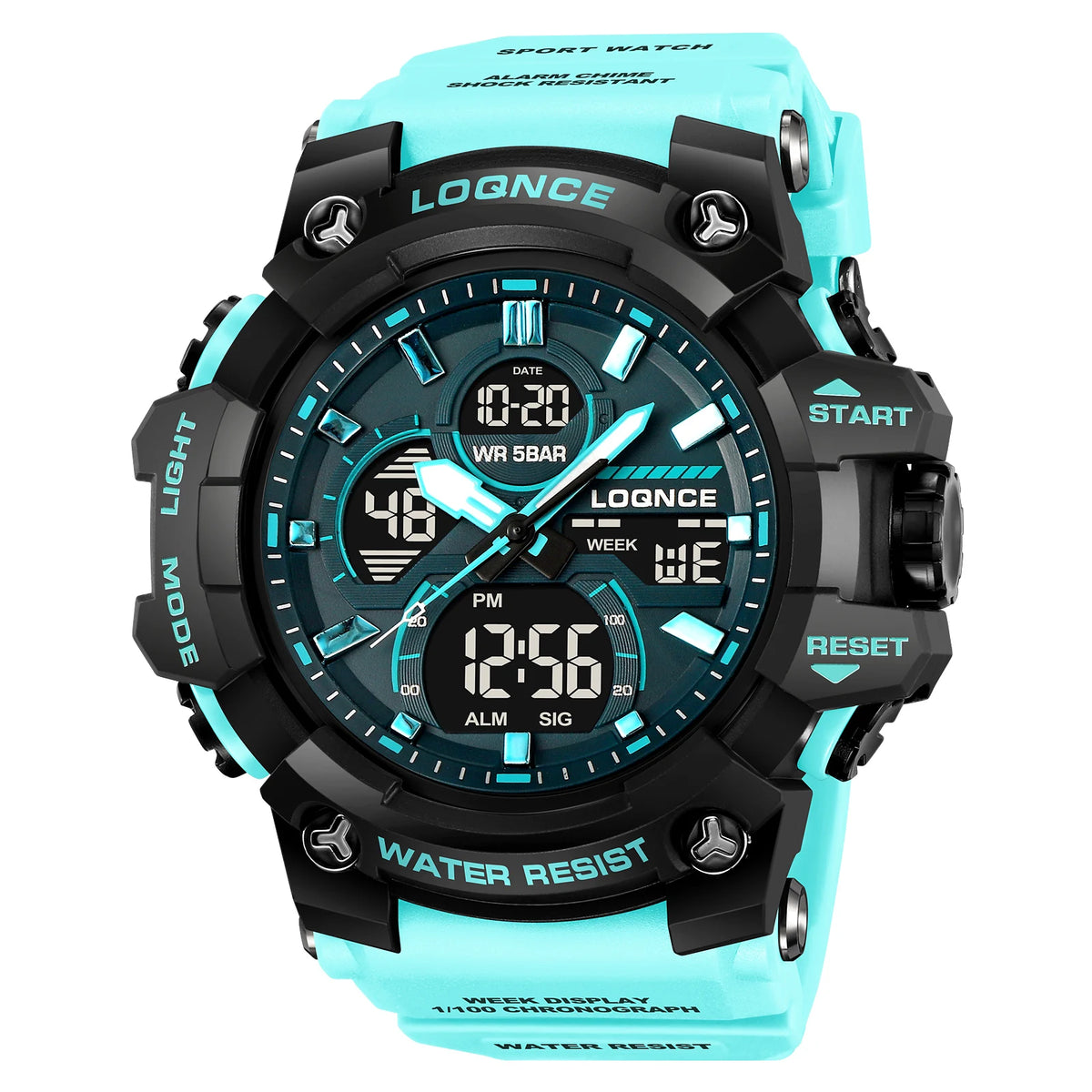 Fashion LOQNCE 98007 Men's Watch 5ATM Waterproof Watches for Men High Quality Dual Movement Multifunctional Electronics Watch