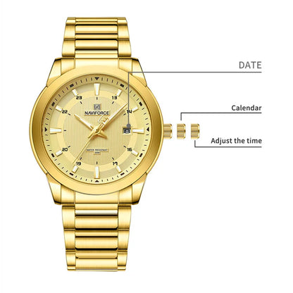 2024 Top Brand NAVIFORCE Mens Watches Stainless Steel Strap Casual Male Quartz Sports Wristwatch Luxury Waterproof Date Clock