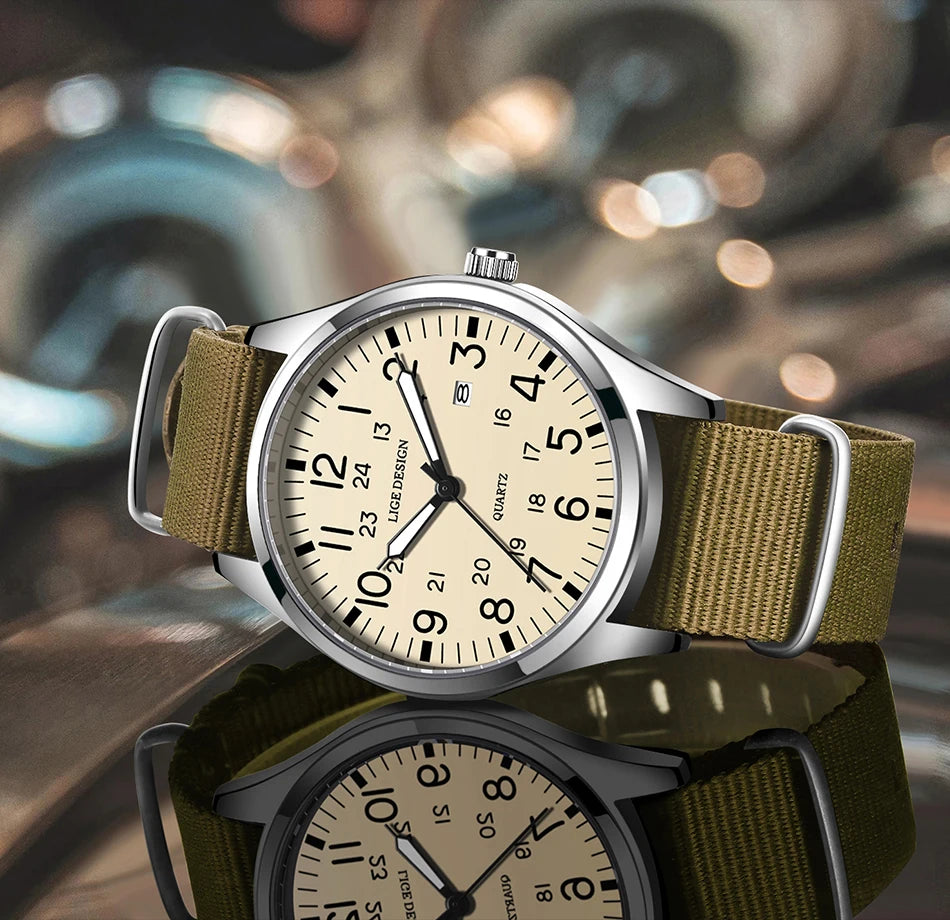 New Fashion LIGE Fashion Man Watch Outdoor Casual Sport Classic Auto Date Waterproof Luminous Quartz Watches Male Wear-resistant