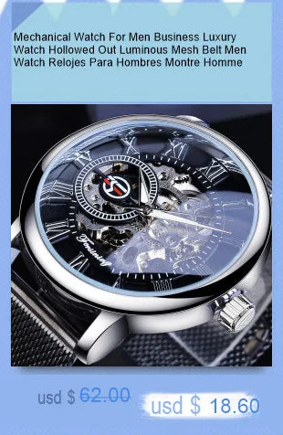 FORSINING Watches for Men Hollow Fully Automatic Mechanical Watch Luminous Waterproof Clock Leather Strap Men Watch Reloj Hombre