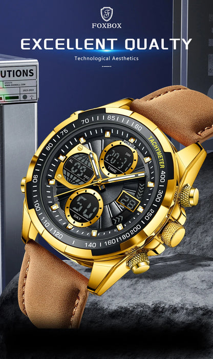 LIGE Top Watches for Men Leather Men Military Sport Waterproof Watch Quartz WristWatch Chronograph Male Clock